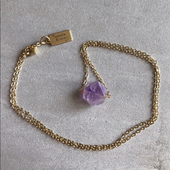 Raw Amethyst 18” around crystal point Pendant & Necklace - Picture 1 of 3